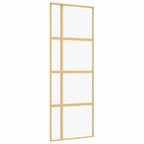 Porta Scorrevole Dorata 76x205 cm Vetro Trasparente ESG Alluminio