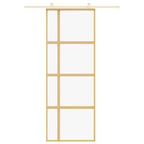 Porta Scorrevole Dorata 76x205 cm Vetro Trasparente ESG Alluminio