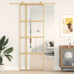 Porta Scorrevole Dorata 76x205 cm Vetro Trasparente ESG Alluminio