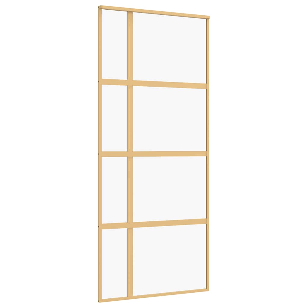 Porta Scorrevole Dorata 90x205 cm Vetro Trasparente ESG Alluminio