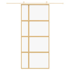 Porta Scorrevole Dorata 90x205 cm Vetro Trasparente ESG Alluminio
