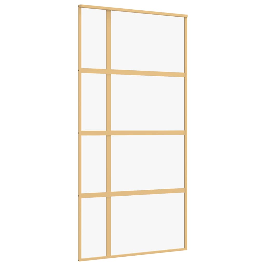 Porta Scorrevole Oro 102,5x205 cm Vetro Trasparente ESG Alluminio