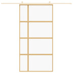 Porta Scorrevole Oro 102,5x205 cm Vetro Trasparente ESG Alluminio