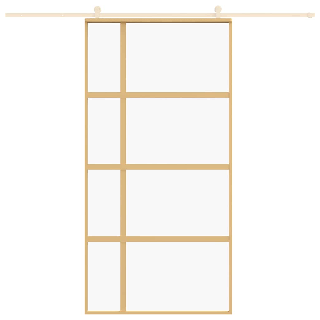 Porta Scorrevole Oro 102,5x205 cm Vetro Trasparente ESG Alluminio