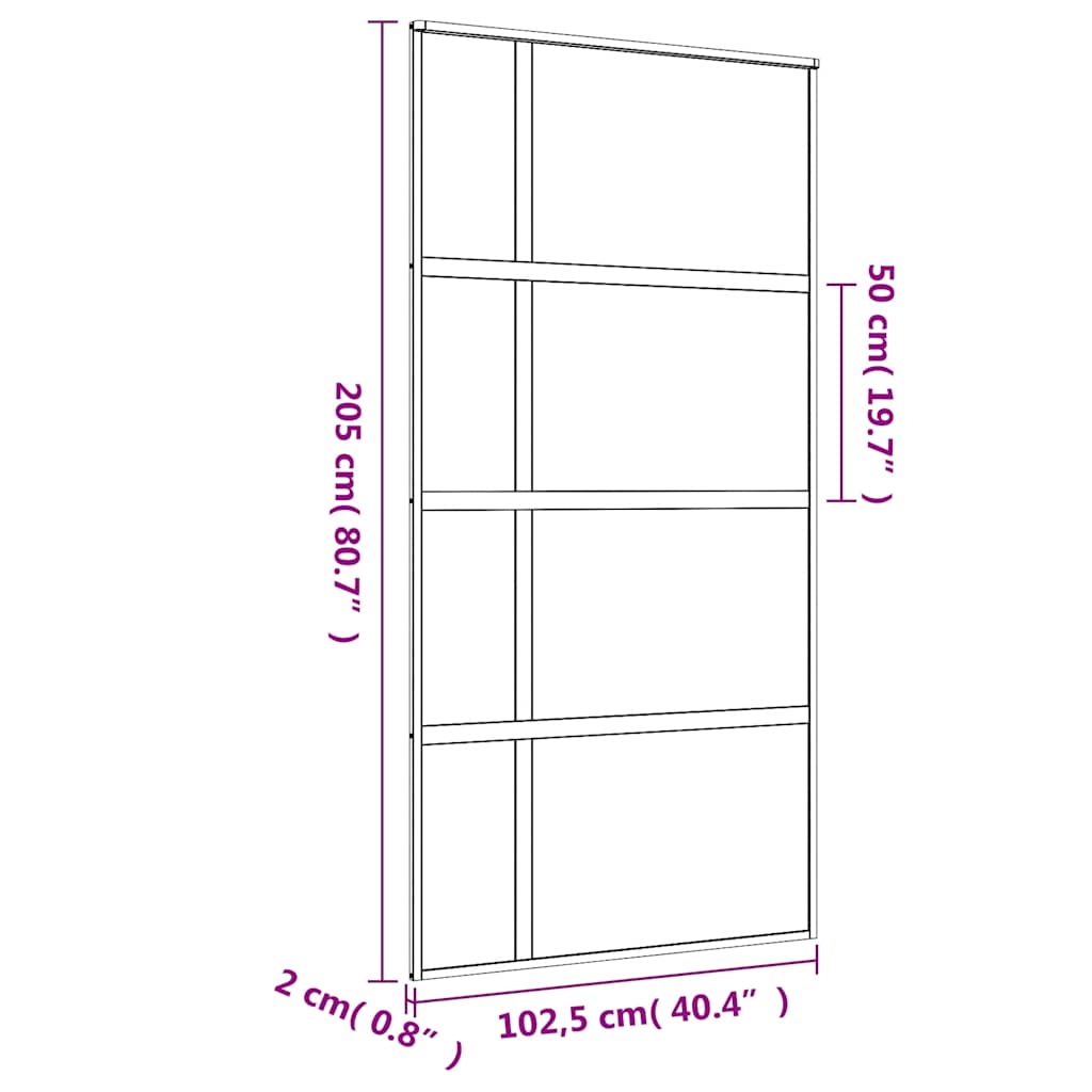 Porta Scorrevole Oro 102,5x205 cm Vetro Trasparente ESG Alluminio