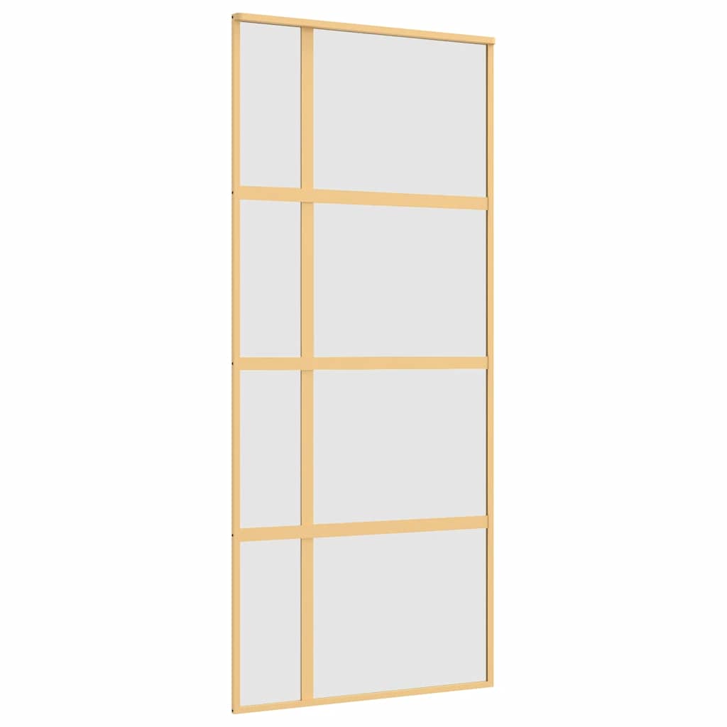 Porta Scorrevole Dorata 90x205 cm Vetro Smerigliato ESG Alluminio