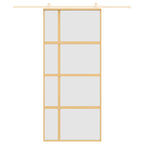 Porta Scorrevole Dorata 90x205 cm Vetro Smerigliato ESG Alluminio