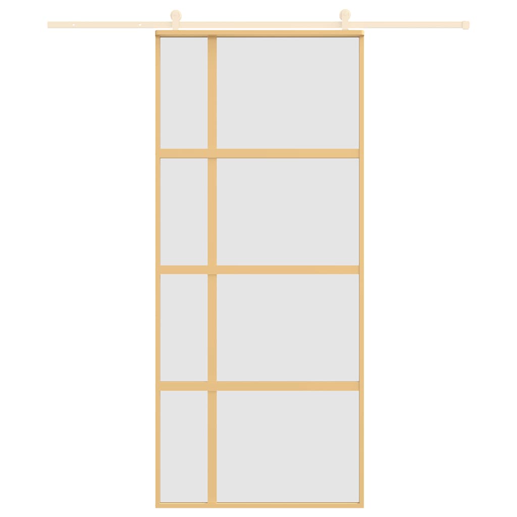 Porta Scorrevole Dorata 90x205 cm Vetro Smerigliato ESG Alluminio