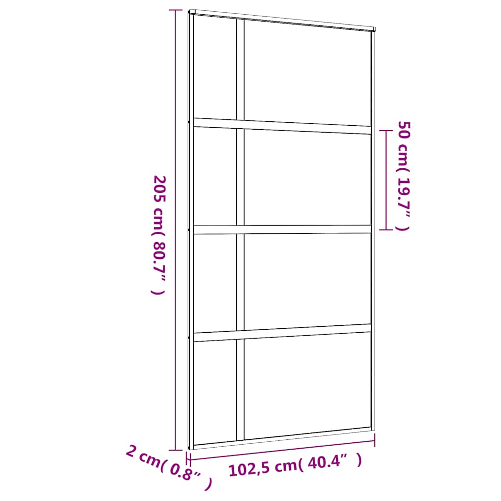 Porta Scorrevole Oro 102,5x205 cm Vetro Smerigliato ESG Alluminio