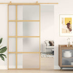 Porta Scorrevole Oro 102,5x205 cm Vetro Smerigliato ESG Alluminio
