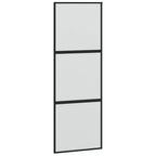 Porta Scorrevole Nera 76x205 cm Vetro Temperato e Alluminio
