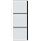 Porta Scorrevole Nera 76x205 cm Vetro Temperato e Alluminio