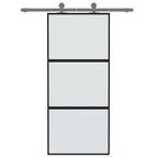 Porta Scorrevole Nera 90x205 cm in Vetro Temperato e Alluminio