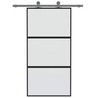 Porta Scorrevole Nera 102,5x205 cm Vetro Temperato e Alluminio