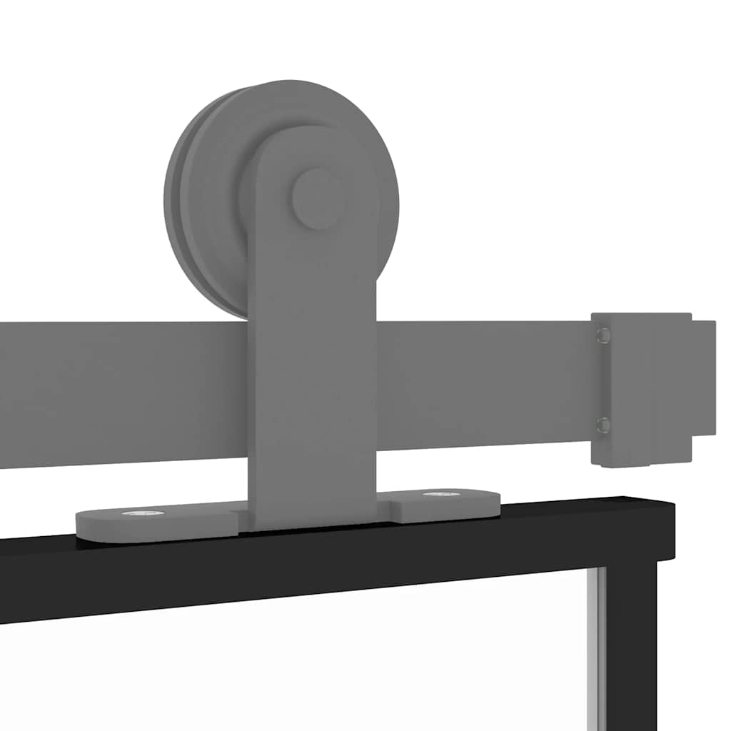 Porta Scorrevole Nera 76x205 cm Vetro Temperato e Alluminio
