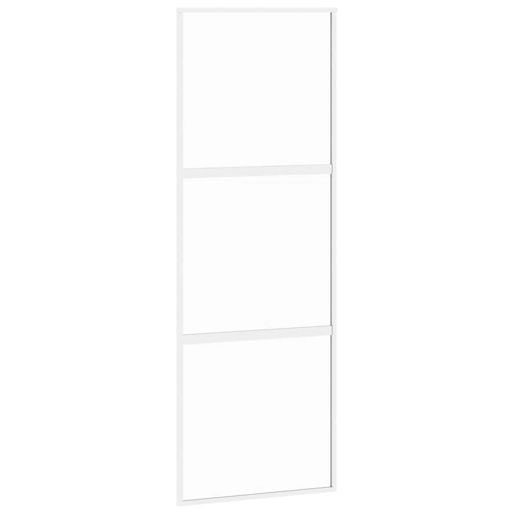 Porta Scorrevole Bianca 76x205 cm Vetro Temperato e Alluminio