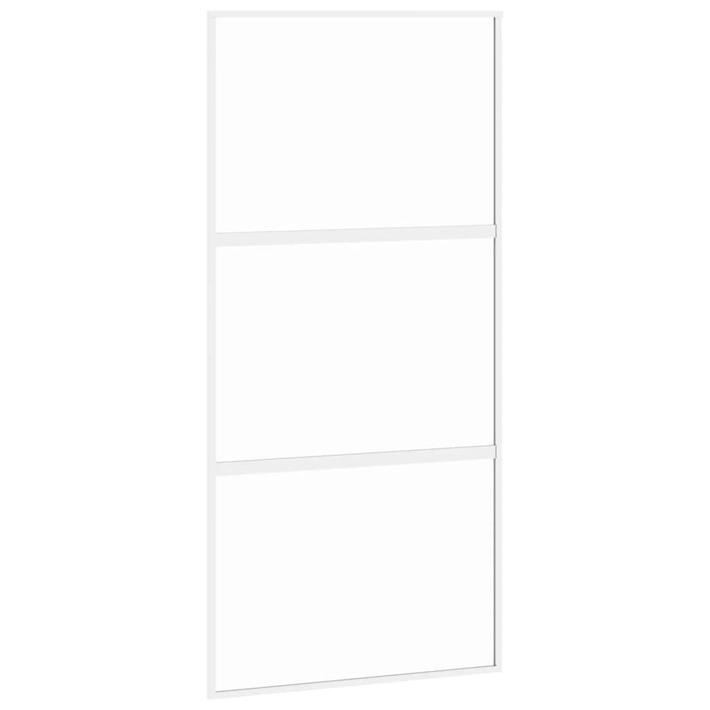 Porta Scorrevole Bianca 102,5x205cm Vetro Temperato e Alluminio