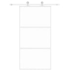Porta Scorrevole Bianca 102,5x205cm Vetro Temperato e Alluminio