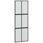 Porta Scorrevole Nera 76x205 cm Vetro Temperato e Alluminio
