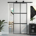 Porta Scorrevole Nera 90x205 cm Vetro Temperato Alluminio