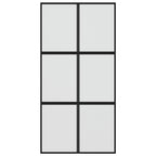 Porta Scorrevole Nera 102,5x205 cm Vetro Temperato e Alluminio