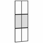 Porta Scorrevole Nera 76x205 cm Vetro Temperato e Alluminio