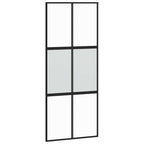 Porta Scorrevole Nera 90x205 cm Vetro Temperato Alluminio