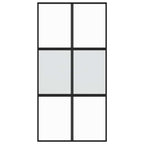 Porta Scorrevole Nera 102,5x205 cm Vetro Temperato e Alluminio