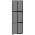 Porta Scorrevole Nera 76x205 cm Vetro Temperato e Alluminio