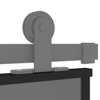 Porta Scorrevole Nera 76x205 cm Vetro Temperato e Alluminio