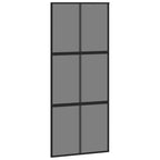 Porta Scorrevole Nera 90x205 cm Vetro Temperato Alluminio