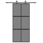 Porta Scorrevole Nera 90x205 cm Vetro Temperato Alluminio