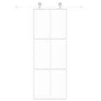 Porta Scorrevole Bianca 76x205 cm Vetro Temperato e Alluminio