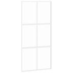 Porta Scorrevole Bianca 102,5x205cm Vetro Temperato e Alluminio