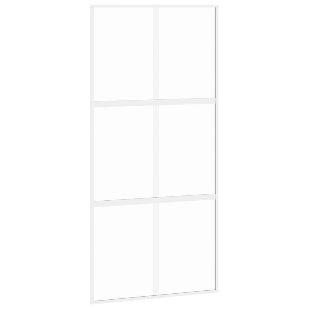 Porta Scorrevole Bianca 102,5x205cm Vetro Temperato e Alluminio