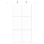 Porta Scorrevole Bianca 102,5x205cm Vetro Temperato e Alluminio