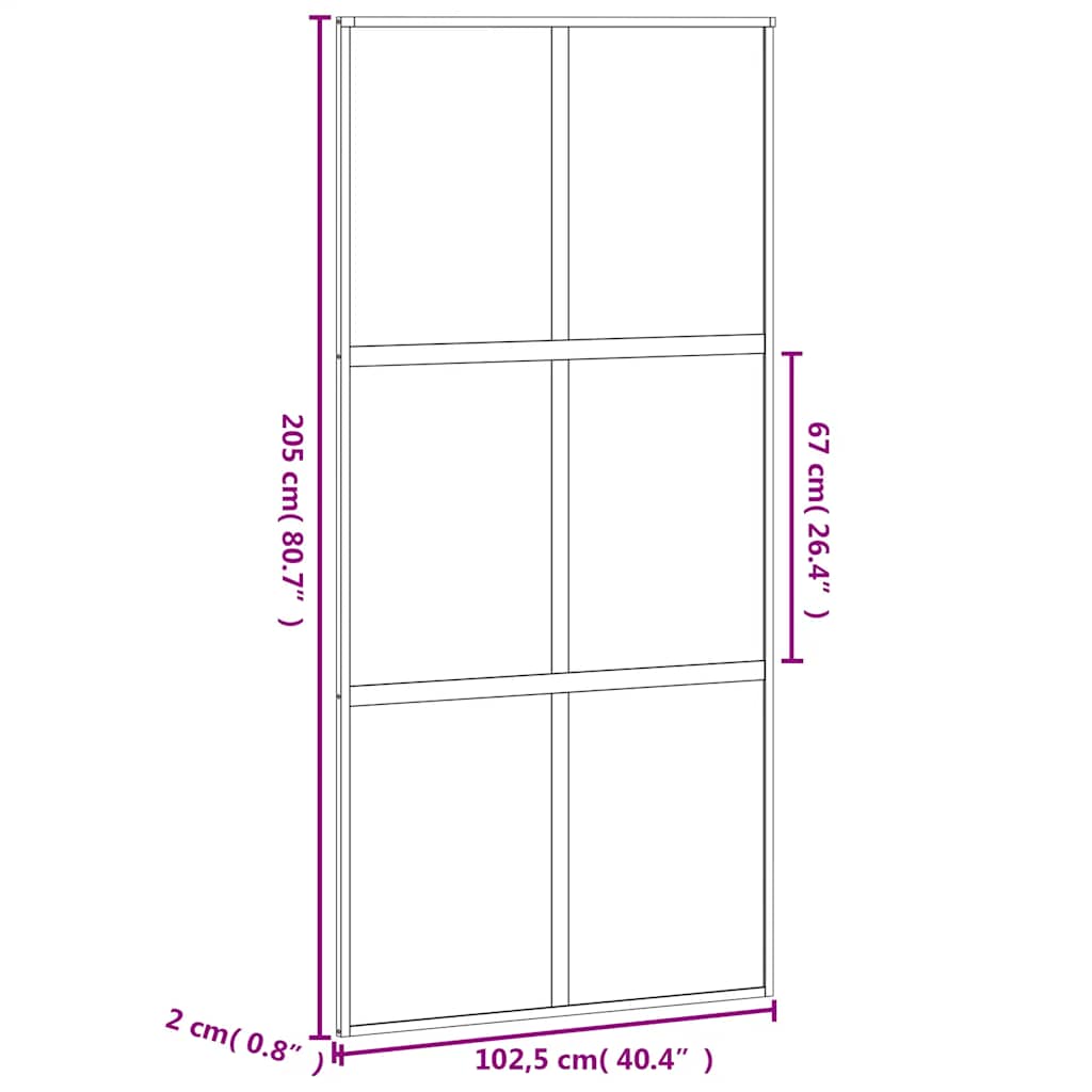 Porta Scorrevole Bianca 102,5x205cm Vetro Temperato e Alluminio