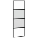 Porta Scorrevole Nera 76x205 cm in Vetro Temperato e Alluminio