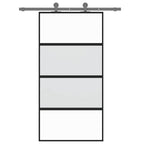 Porta Scorrevole Nera 102,5x205 cm Vetro Temperato e Alluminio