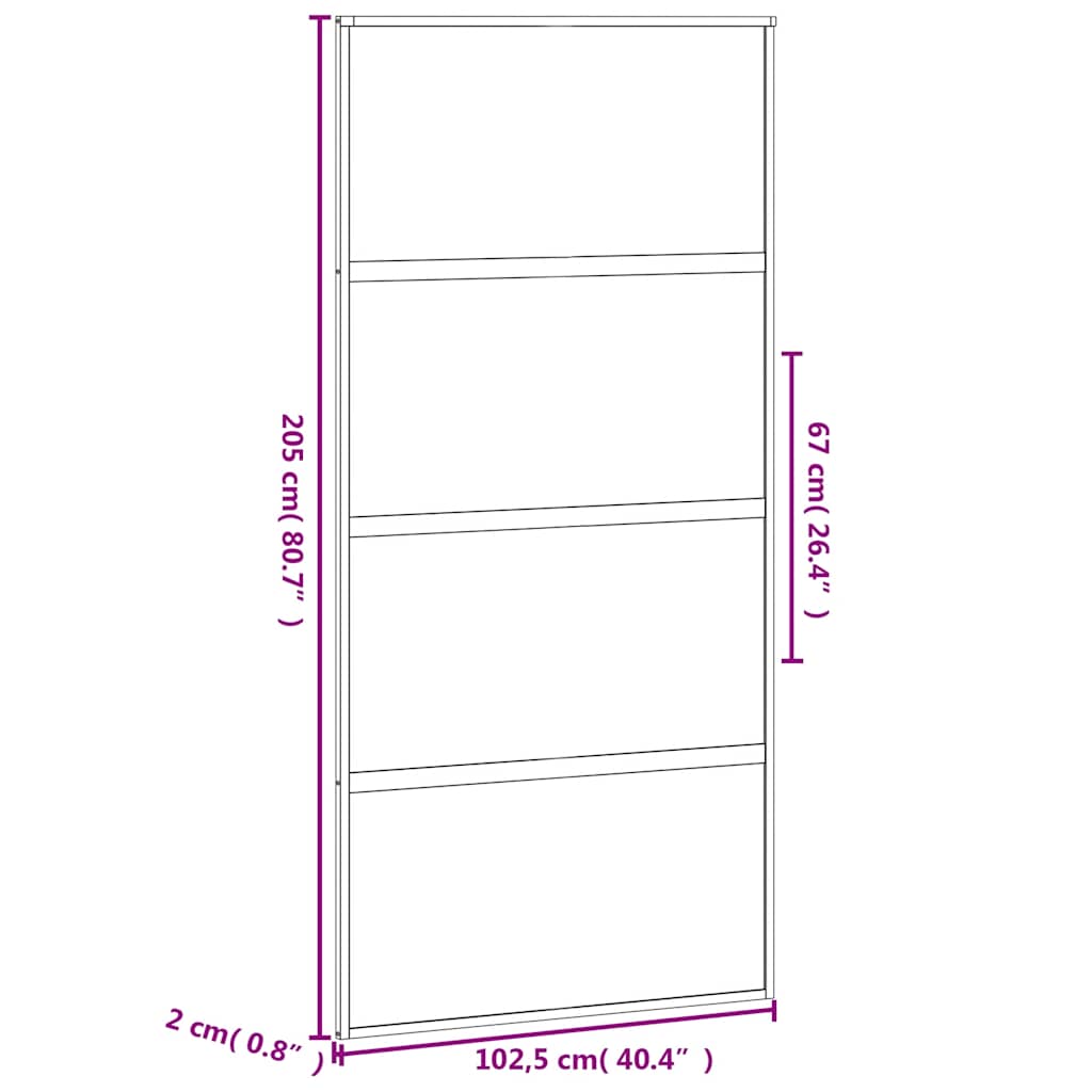 Porta Scorrevole Nera 102,5x205 cm Vetro Temperato e Alluminio