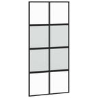 Porta Scorrevole Nera 102,5x205 cm Vetro Temperato e Alluminio