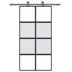 Porta Scorrevole Nera 102,5x205 cm Vetro Temperato e Alluminio