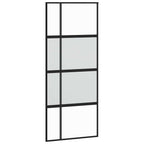 Porta Scorrevole Nera 90x205 cm in Vetro Temperato e Alluminio