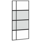 Porta Scorrevole Nera 102,5x205 cm Vetro Temperato e Alluminio