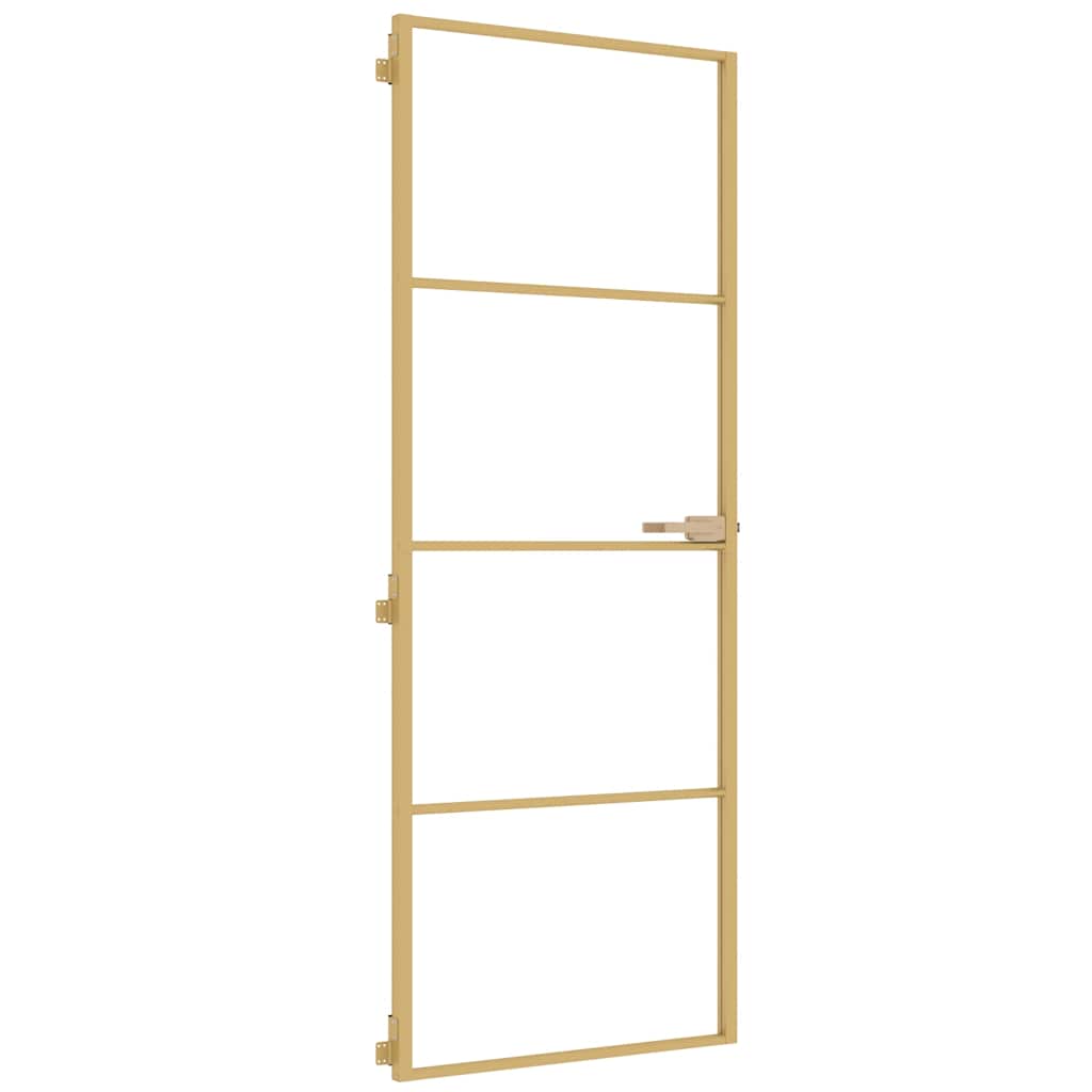 Porta Interni Sottile Oro 76x201,5cm Vetro Temperato Alluminio