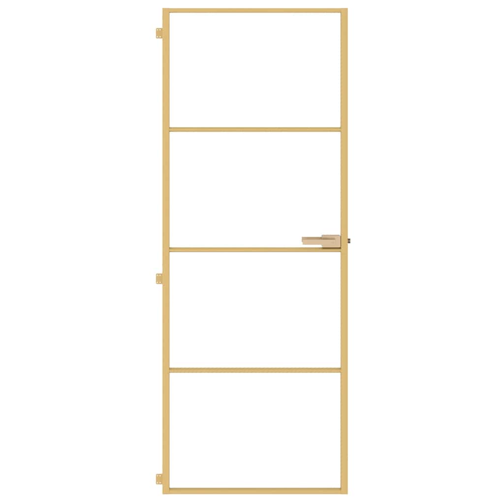 Porta Interni Sottile Oro 76x201,5cm Vetro Temperato Alluminio