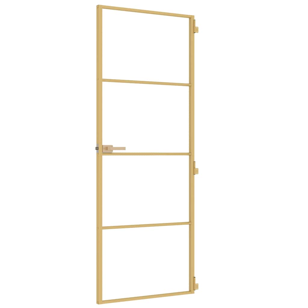 Porta Interni Sottile Oro 76x201,5cm Vetro Temperato Alluminio