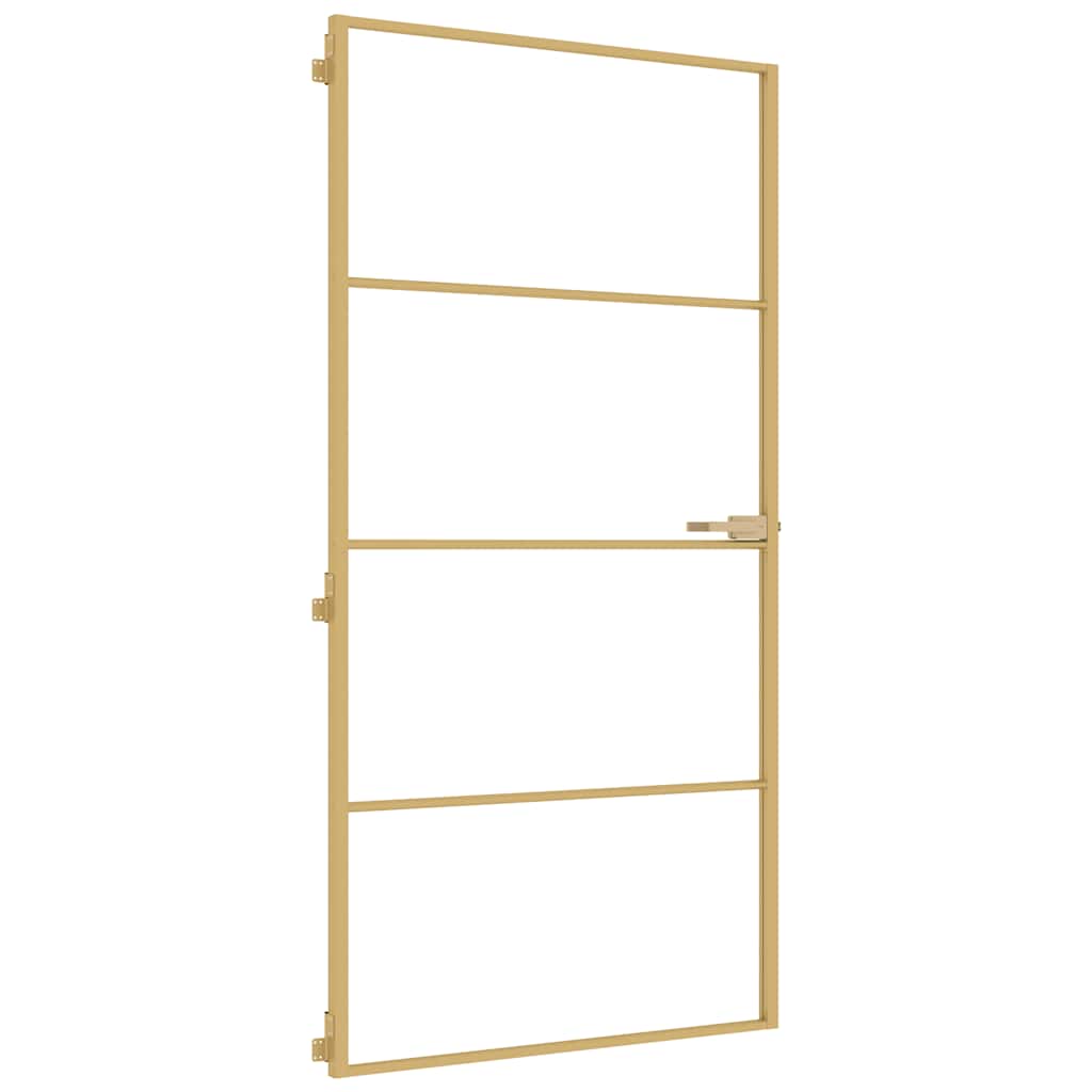 Porta Interna Sottile Oro 102,5x201,5 cm Vetro Temperato Alluminio