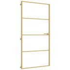 Porta Interna Sottile Oro 102,5x201,5 cm Vetro Temperato Alluminio