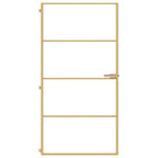 Porta Interna Sottile Oro 102,5x201,5 cm Vetro Temperato Alluminio